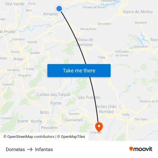 Dornelas to Infantas map