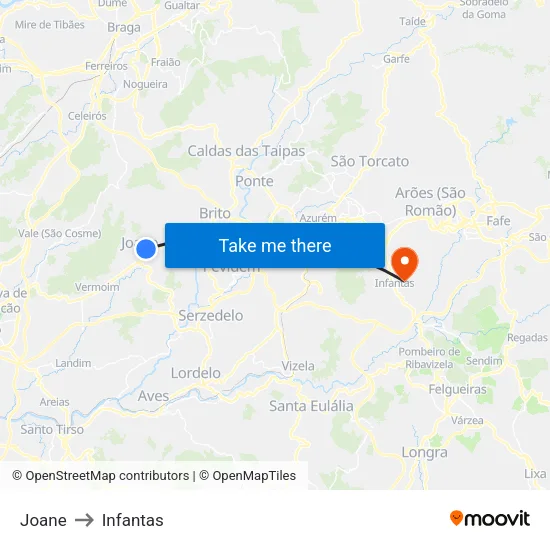 Joane to Infantas map