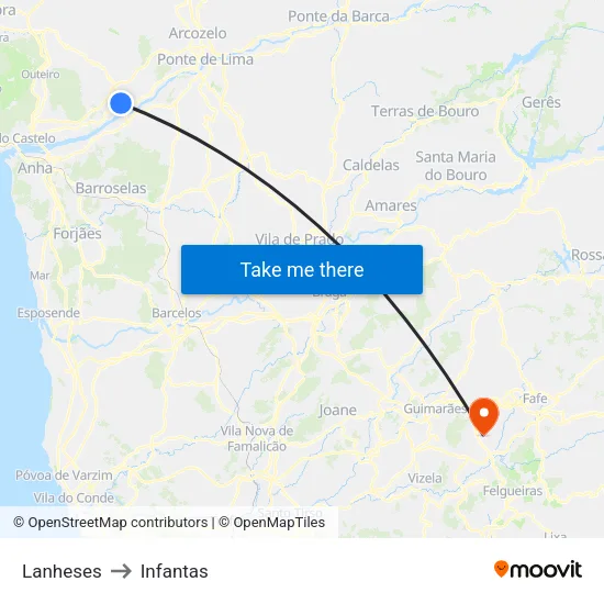 Lanheses to Infantas map