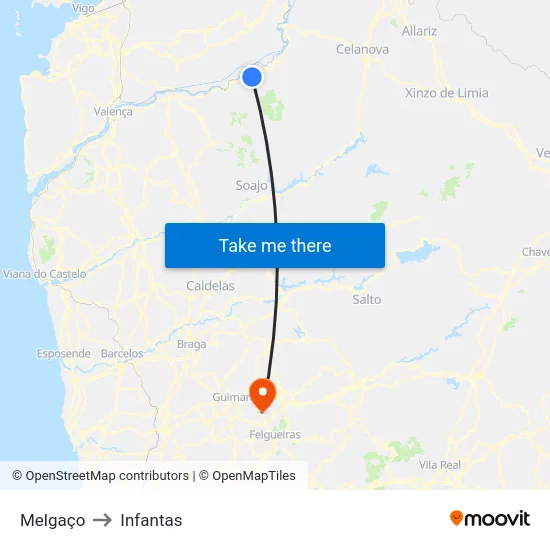 Melgaço to Infantas map