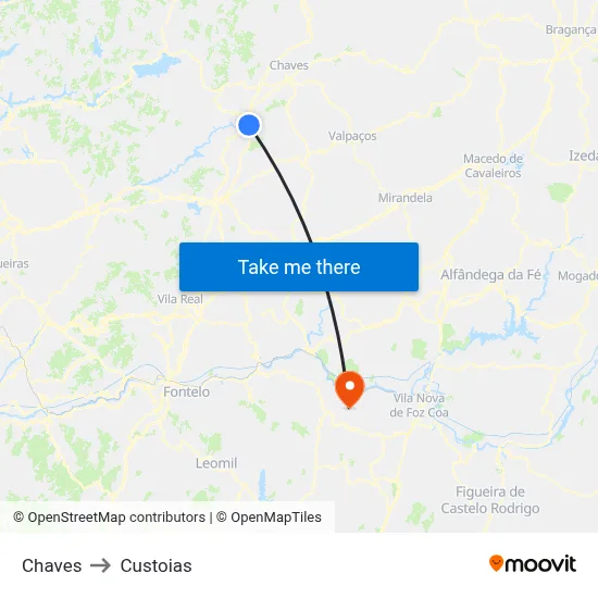 Chaves to Custoias map