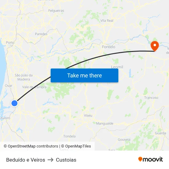 Beduído e Veiros to Custoias map
