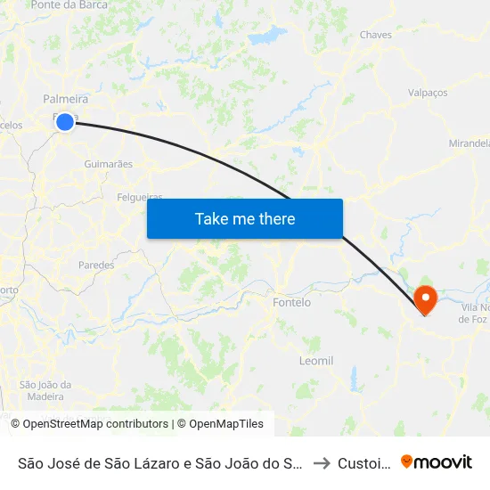 São José de São Lázaro e São João do Souto to Custoias map