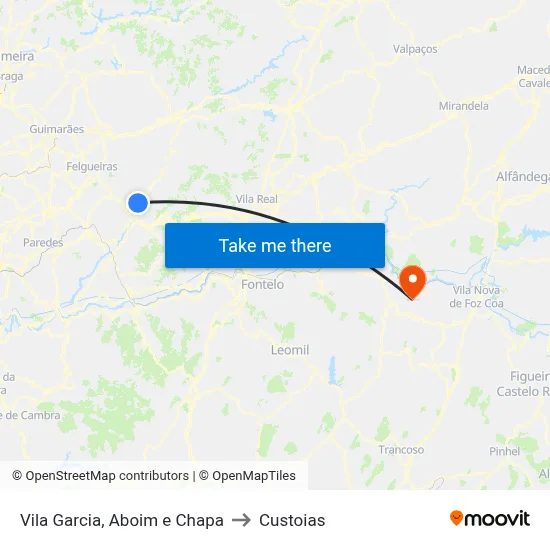 Vila Garcia, Aboim e Chapa to Custoias map