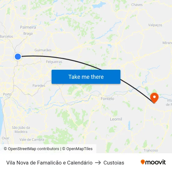 Vila Nova de Famalicão e Calendário to Custoias map