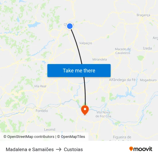 Madalena e Samaiões to Custoias map