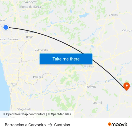 Barroselas e Carvoeiro to Custoias map
