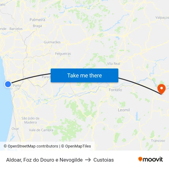 Aldoar, Foz do Douro e Nevogilde to Custoias map