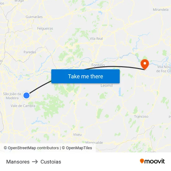 Mansores to Custoias map