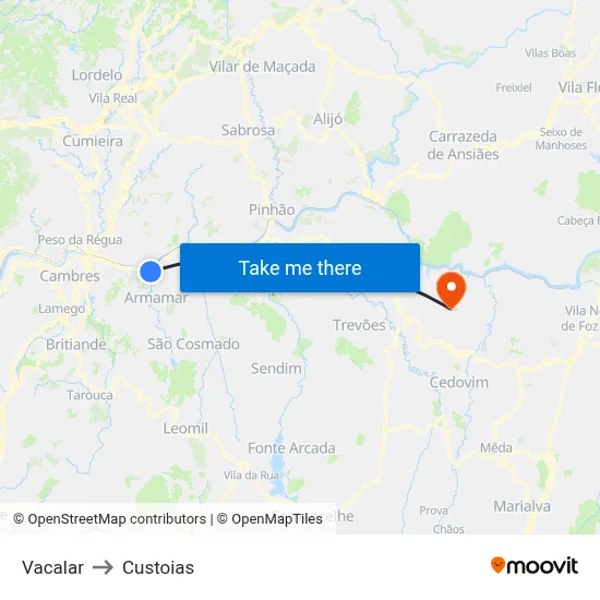 Vacalar to Custoias map