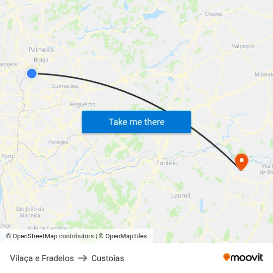 Vilaça e Fradelos to Custoias map