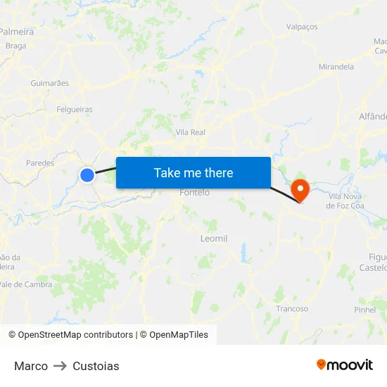 Marco to Custoias map