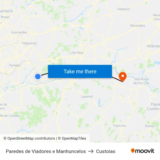 Paredes de Viadores e Manhuncelos to Custoias map