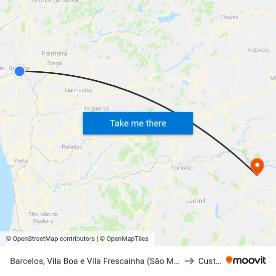 Barcelos, Vila Boa e Vila Frescainha (São Martinho e São Pedro) to Custoias map