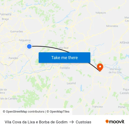 Vila Cova da Lixa e Borba de Godim to Custoias map