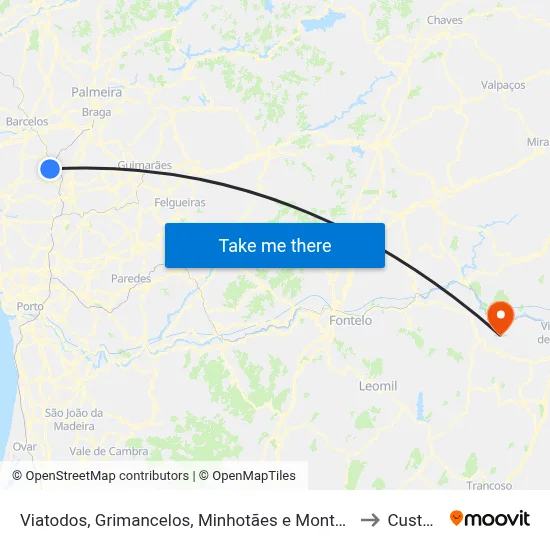 Viatodos, Grimancelos, Minhotães e Monte de Fralães to Custoias map