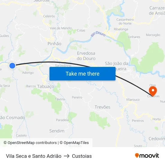 Vila Seca e Santo Adrião to Custoias map