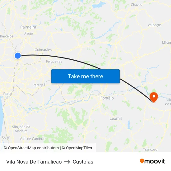 Vila Nova De Famalicão to Custoias map
