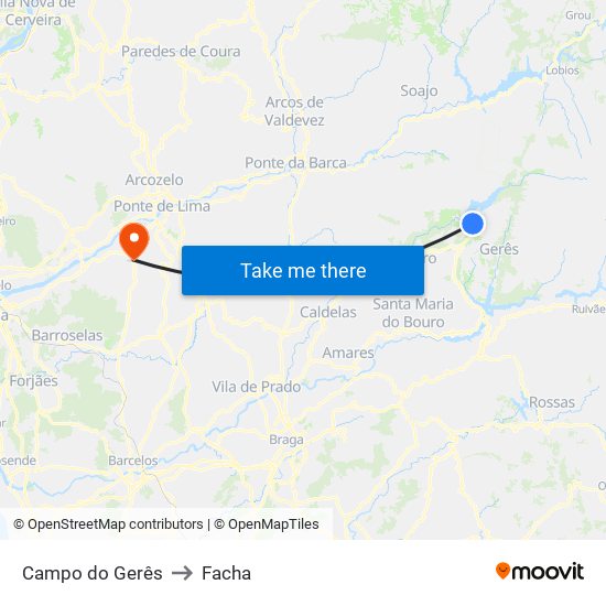 Campo do Gerês to Facha map