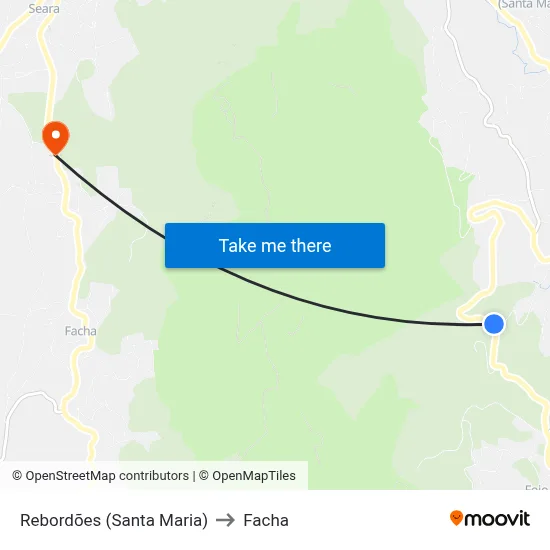 Rebordões (Santa Maria) to Facha map