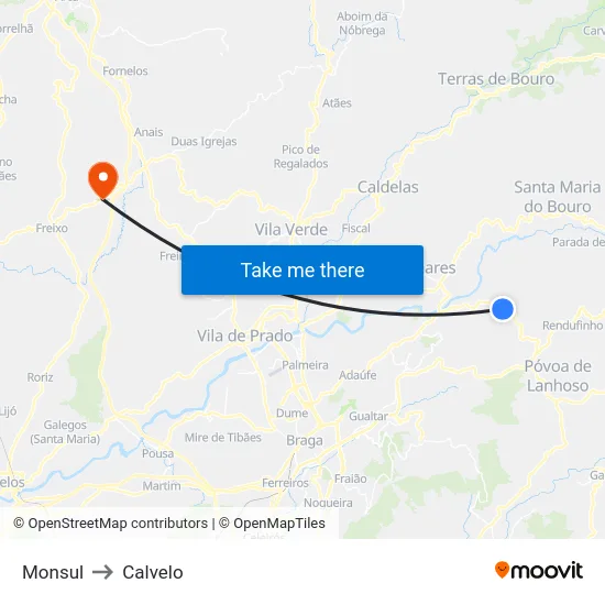Monsul to Calvelo map