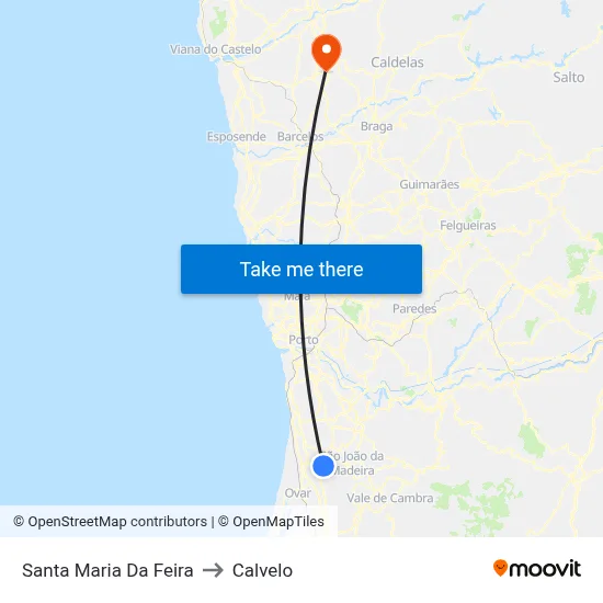 Santa Maria Da Feira to Calvelo map