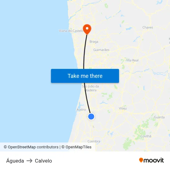 Águeda to Calvelo map