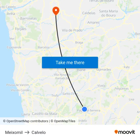 Meixomil to Calvelo map