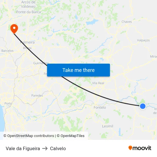 Vale da Figueira to Calvelo map