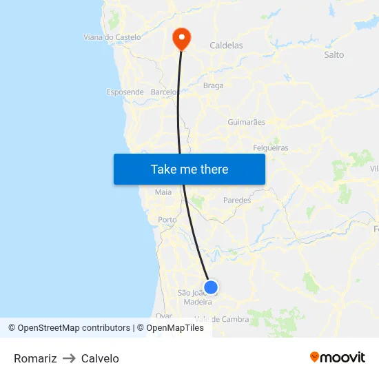 Romariz to Calvelo map