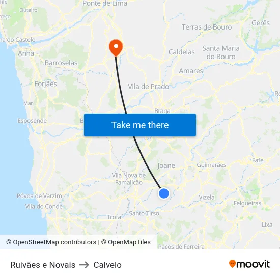 Ruivães e Novais to Calvelo map