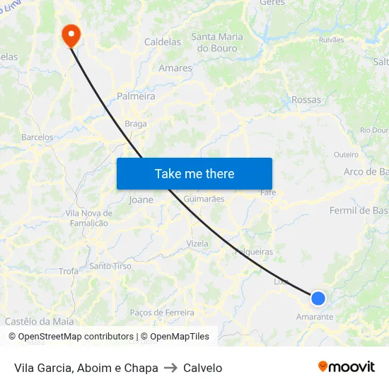 Vila Garcia, Aboim e Chapa to Calvelo map