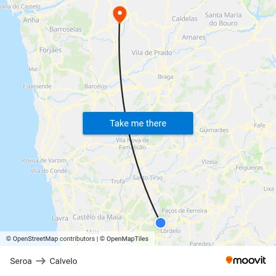 Seroa to Calvelo map
