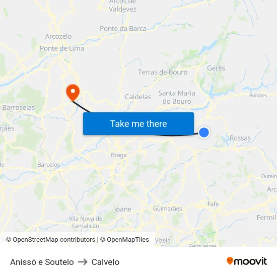 Anissó e Soutelo to Calvelo map