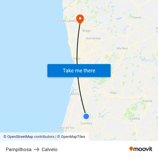 Pampilhosa to Calvelo map