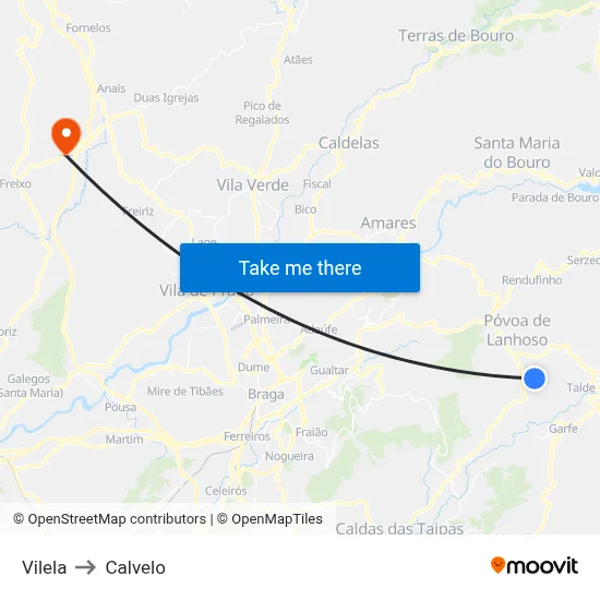 Vilela to Calvelo map