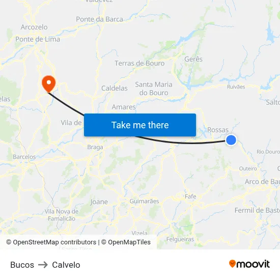 Bucos to Calvelo map