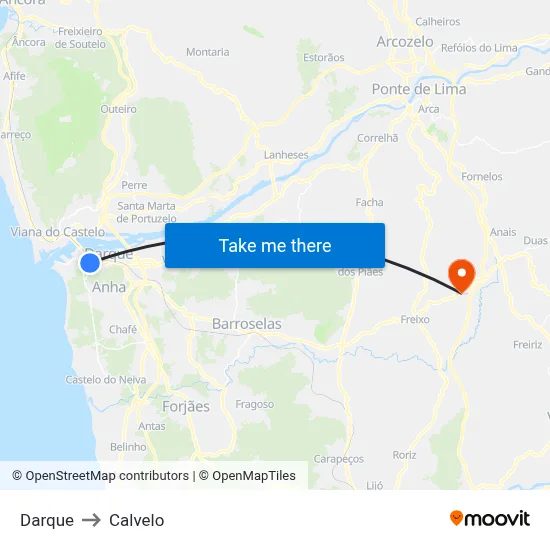 Darque to Calvelo map