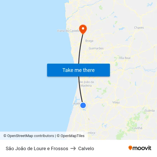 São João de Loure e Frossos to Calvelo map