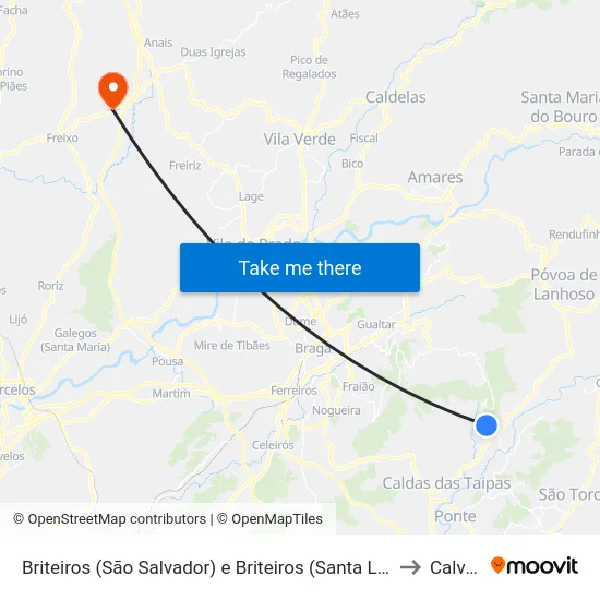 Briteiros (São Salvador) e Briteiros (Santa Leocádia) to Calvelo map