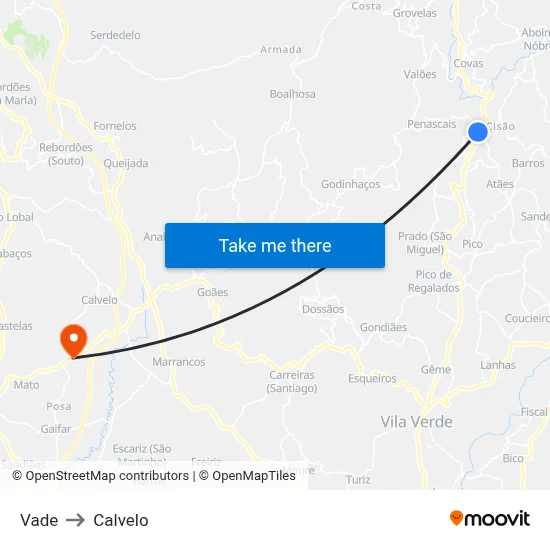 Vade to Calvelo map
