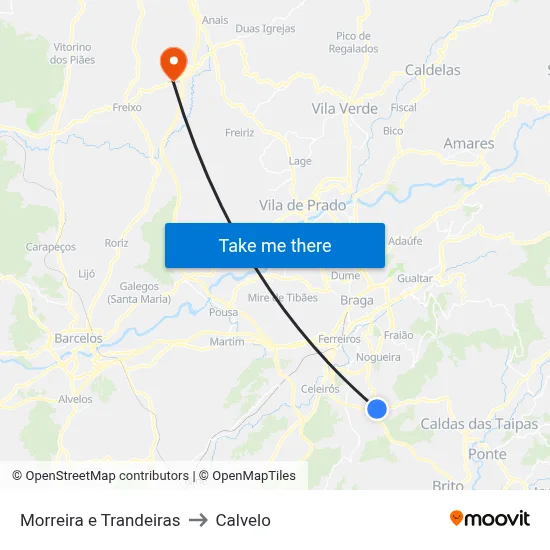 Morreira e Trandeiras to Calvelo map