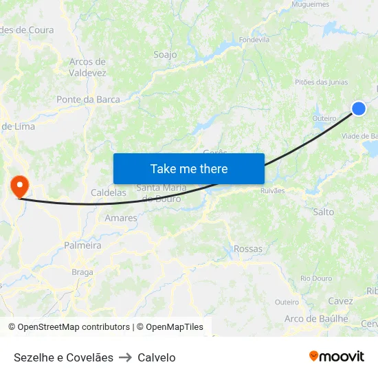 Sezelhe e Covelães to Calvelo map
