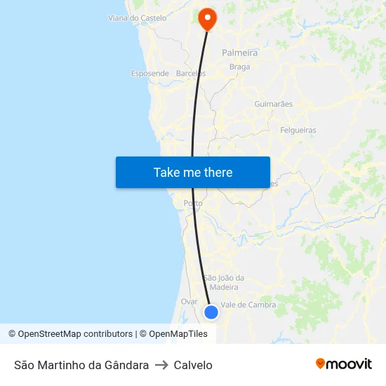 São Martinho da Gândara to Calvelo map