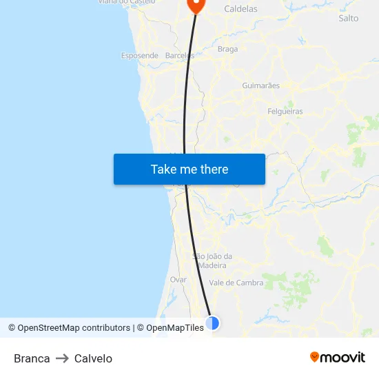 Branca to Calvelo map