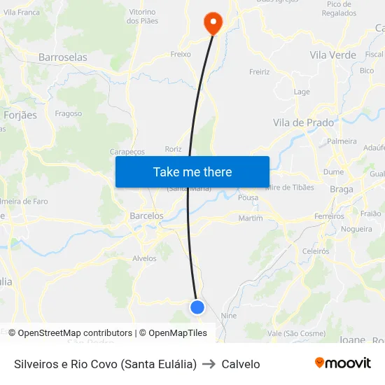 Silveiros e Rio Covo (Santa Eulália) to Calvelo map