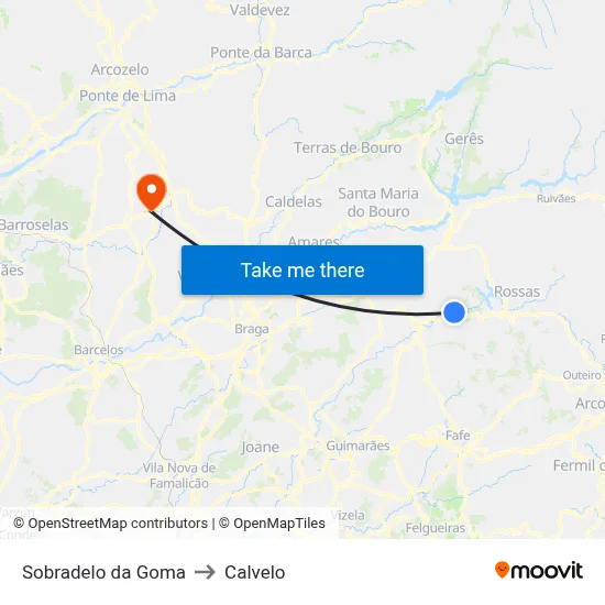 Sobradelo da Goma to Calvelo map