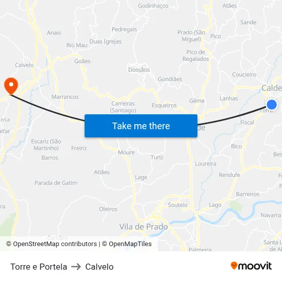 Torre e Portela to Calvelo map