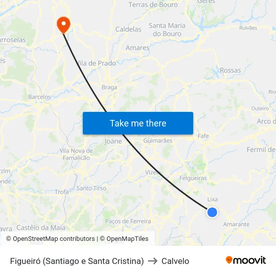 Figueiró (Santiago e Santa Cristina) to Calvelo map