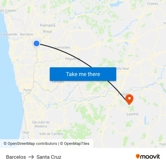 Barcelos to Santa Cruz map